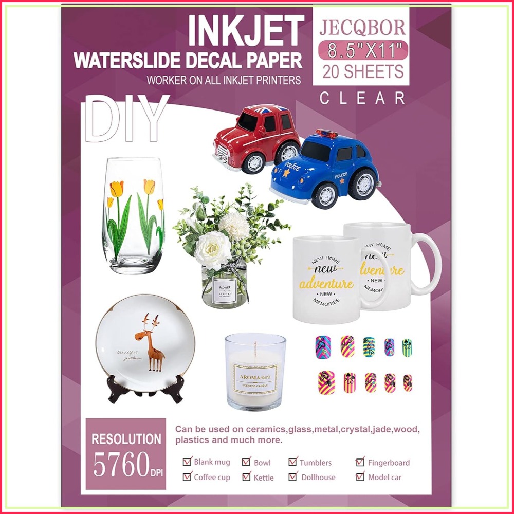 Waterslide Decal Paper - 20 Sheets Clear Waterslide Decal Paper,