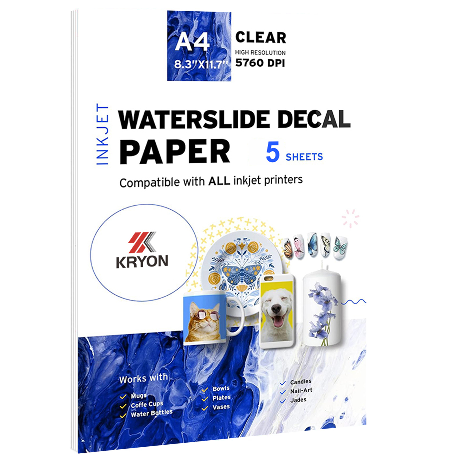 Waterslide Decal Paper - 5 Sheets A4 Size Inkjet Waterslide