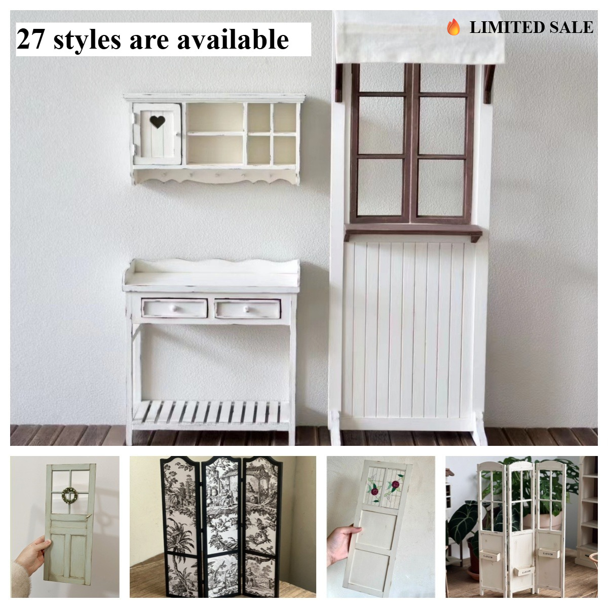 Model Kit Vintage - Rustic Miniature Room Divider Screen Vintage
