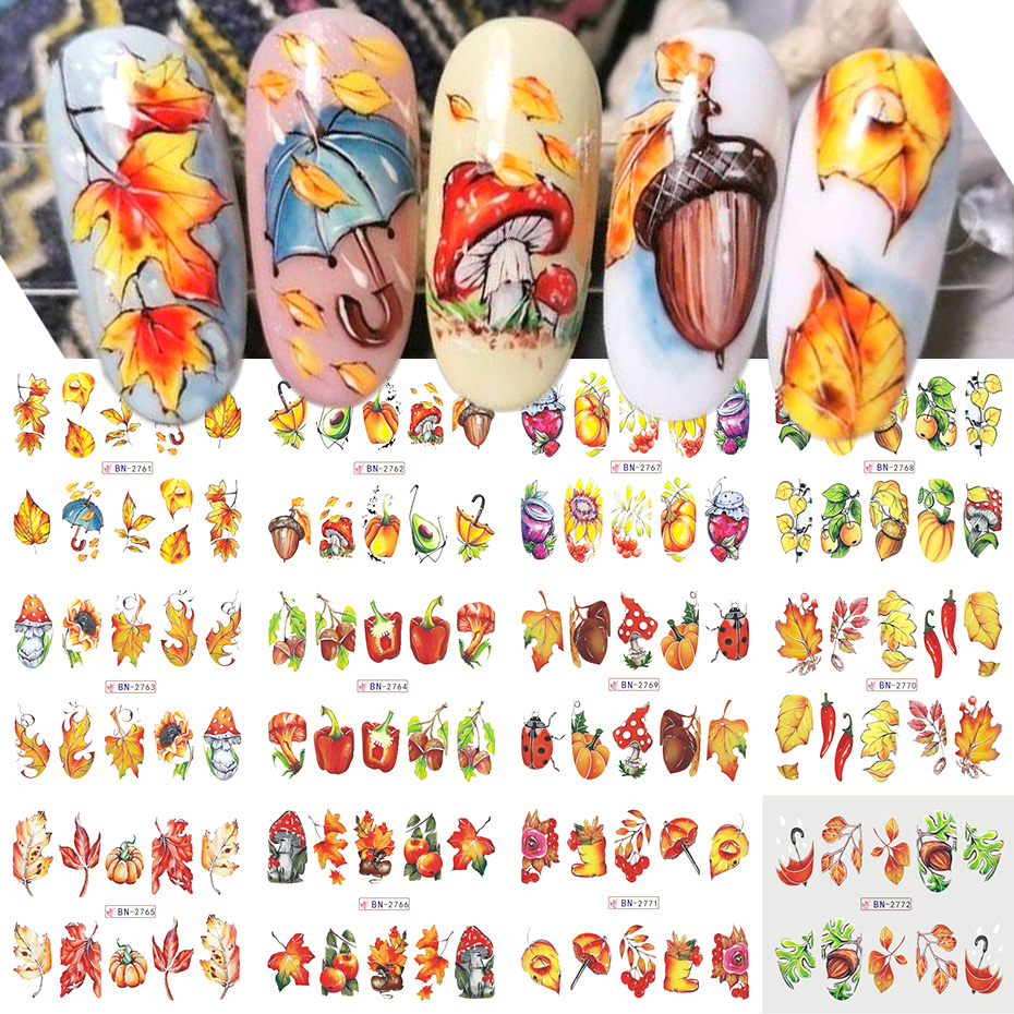 12pcs Autumn Nail Stickers Car - Waterslide Decal Paper ulasan dan harga
