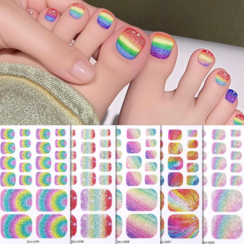 Rainbow Glitter Toe Nail Stick - Waterslide Decal Paper ulasan dan harga