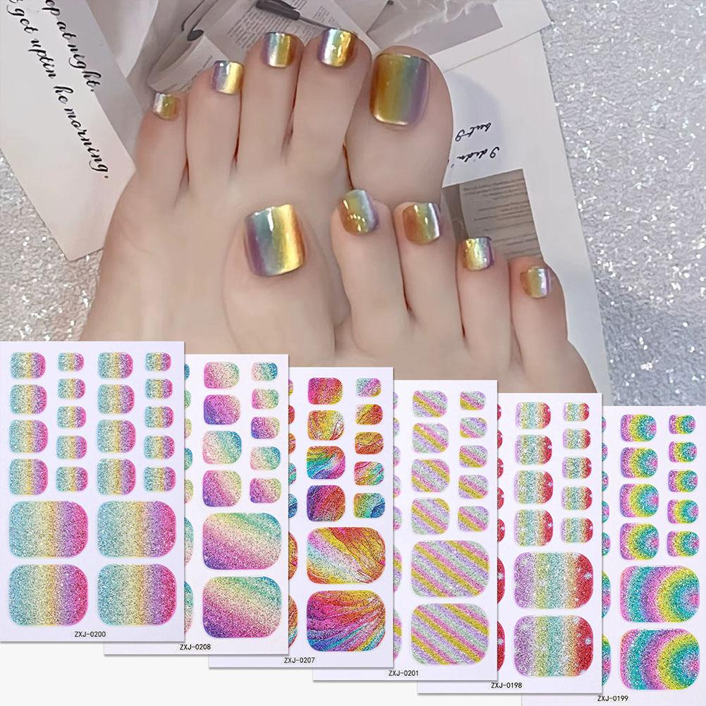Rainbow Glitter Toe Nail Stick - Waterslide Decal Paper ulasan dan harga