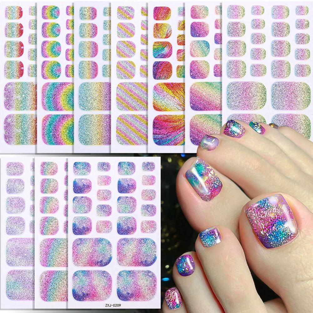 Rainbow Glitter Toe Nail Stick - Waterslide Decal Paper ulasan dan harga
