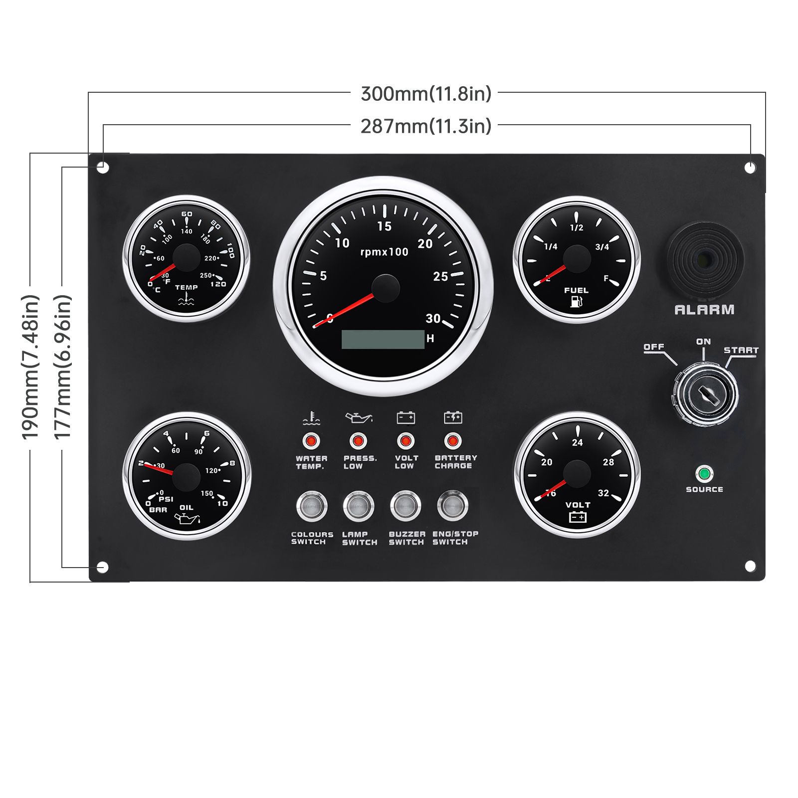 Boat Dashboard 5 Gauge Set 12v - Panel Line Marker ulasan dan harga