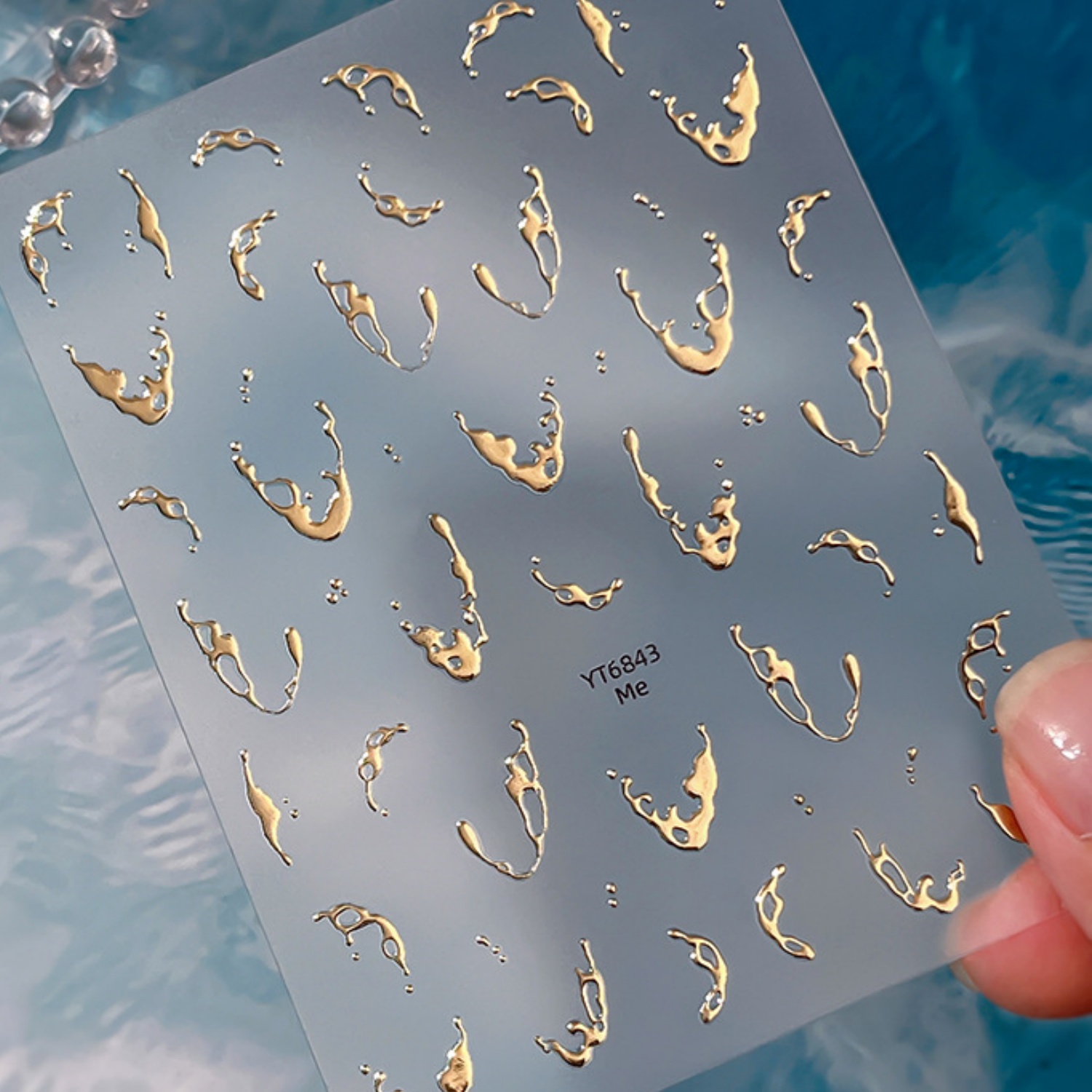 Gold Foil Water Splash 5D Nail - Waterslide Decal Paper ulasan dan harga