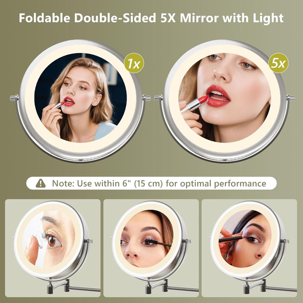 5x Magnifying Mirror Vanity De - Magnifier With Light ulasan dan harga