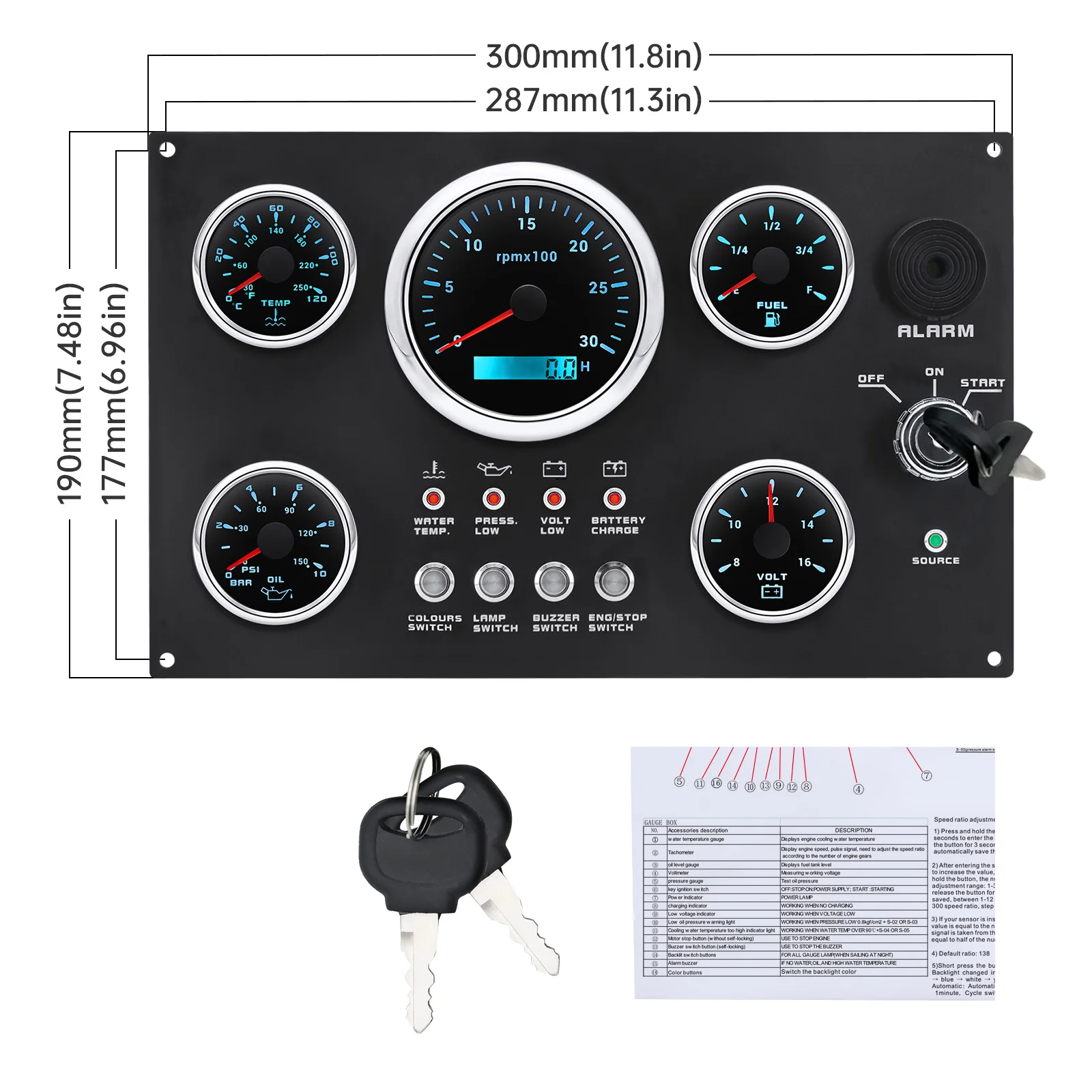 7 Color LED Gauge Set with Ins - Panel Line Marker ulasan dan harga