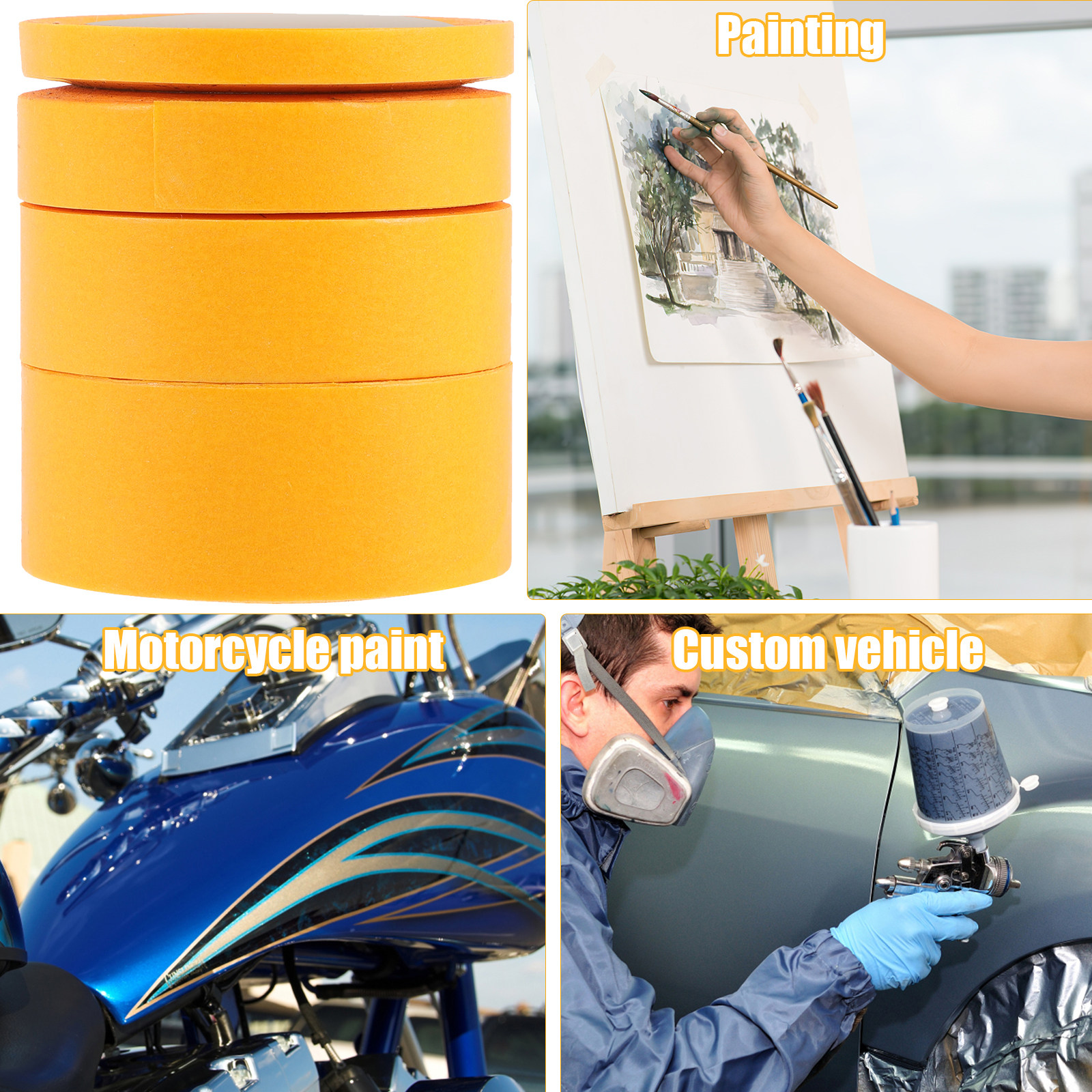 4 Rolls Automotive Masking Tap - Masking Tape Thin ulasan dan harga